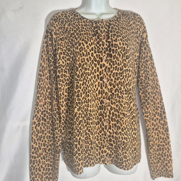 SAG HARBOR animal print, button-front sweater in size XL  NWOT - Picture 15 of 16